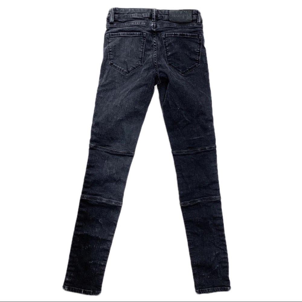 ALL SAINTS Washed Black Biker Fit Skinny Jeans 25 - Picture 6 of 13